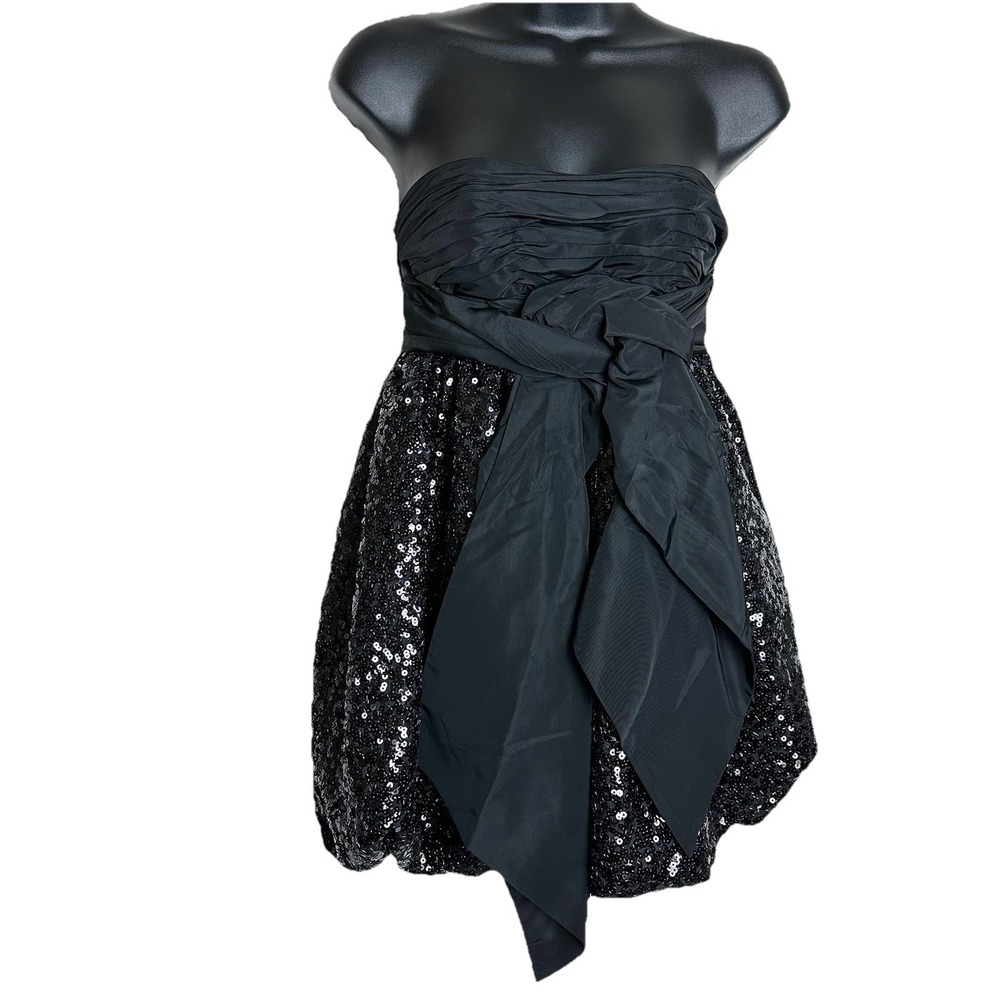 LoveShackFancy NWT Black Sequin Bubble Mini Dress Sz 0 *FLAWED READ DESCRIPTION*